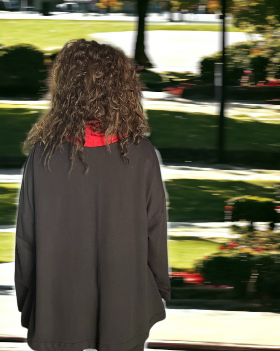 Μπλούζα με μακρύ μανίκι, Βαμβάκι 95% ελαστάν 5%, μήκος από ώμο 65εκ., με λαιμό σε χρώμα μπορντό, χειροποίητη δημιουργία με αγάπη it's raining