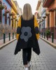 Αμάνικη Ζακέτα Μαύρη, Φούτερ με χνούδι, με πλαϊνές τσέπες, χειροποίητη με αγάπη, σχέδιο  "Τζιν μαργαρίτα " 