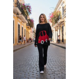 Mπλούζα Μαύρη  Μy Car με λαιμόκοψη χαμόγελο , ύφασμα μπλούζας βαμβάκι 95% ελαστάν 5%, μήκος 65εκ