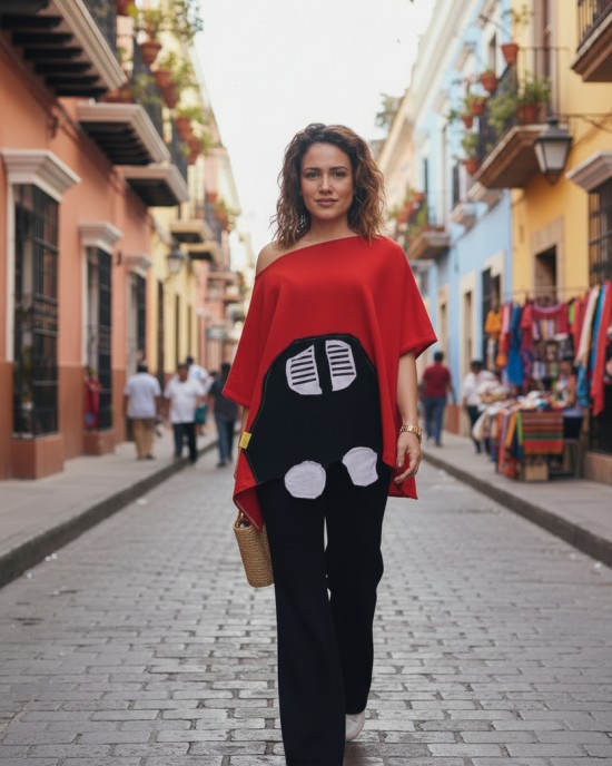 Καλοκαιρινή Μπλούζα σε στυλ Πόντσο, μήκος από ώμο 60εκ., με λαιμόκοψη χαμόγελο, υπέροχο άνετο, βαμβάκι 100% με σχέδιο το  Αγαπημένο Αυτοκινητάκι 