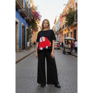 -30% ΠΡΟΣΦΟΡΑ Καλοκαιρινή  Μπλούζα  Μαύρη με σχέδιο Αυτοκίνητο Παντελόνα Μαύρη Βαμβάκι 100% 