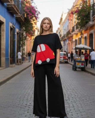 -30% ΠΡΟΣΦΟΡΑ Καλοκαιρινή  Μπλούζα  Μαύρη με σχέδιο Αυτοκίνητο Παντελόνα Μαύρη Βαμβάκι 100% 