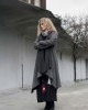 Πανωφόρι Midi, γκρι σκούρο ασύμμετρο, σε στυλ κάπας με μανίκι, Χειροποίητο με αγάπη, με Κουκούλα, Άνετο ζεστό, Φούτερ με χνούδι, με πλαϊνές τσέπες, ΧΩΡΙΣ φερμουάρ, σχέδιο ¨Η Κουκουβαγια η αγαπημένη"