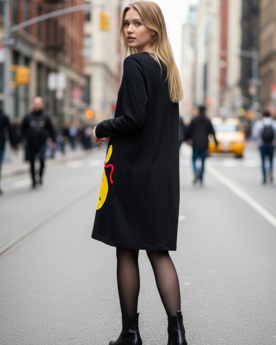 Κοντό Φόρεμα, μακρύ μανίκι, βαμβάκι 95%ελαστάν5%, μήκος 90εκ από ώμο, με σχέδιο τον Μικρό Πρίγκιπα 