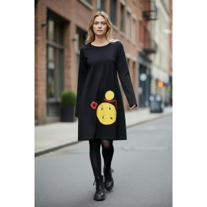 Κοντό Φόρεμα, μακρύ μανίκι, βαμβάκι 95%ελαστάν5%, μήκος 90εκ από ώμο, με σχέδιο τον Μικρό Πρίγκιπα 