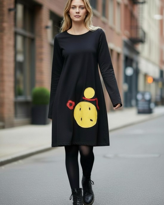 Κοντό Φόρεμα, μακρύ μανίκι, βαμβάκι 95%ελαστάν5%, μήκος 90εκ από ώμο, με σχέδιο τον Μικρό Πρίγκιπα 