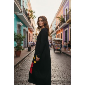 Φόρεμα μακρύ, μανίκι μακρύ, με V λαιμόκοψη, βαμβάκι95% ελαστάν 5%, χειροποίητη δημιρουργία με αγάπη "Χειμερινές Διαδρομές"