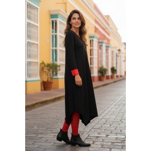 Μίντι φόρεμα, μακρύ μανίκι, χαμόγελο λαιμόκοψη, μικρά πλαϊνά ανοίγματα στο τελείωμα, μήκος 115εκ., Βαμβάκι95% ελαστάν 5%, με σχέδιο only love