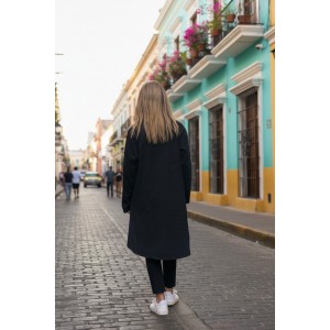 Mπλουζοφόρεμα Ασύμμετρο μα΄ύρο , με λαιμό, μήκος 70εκ μπροστινό μέρος και πίσω μέρος 80εκ., με μακρύ μανίκι,  Βαμβάκι 95% ελαστάν 5%, με σχέδιο Ελεφαντάκος