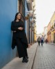  Πανωφόρι Midi, μαύρο ασύμμετρο, σε στυλ κάπας με μανίκι, Κουκούλα , Άνετο ζεστό, Φούτερ με χνούδι,  Βαμβάκι95% ελαστάν 5%, πλαϊνές τσέπες, ΧΩΡΙΣ φερμουάρ, σχέδιο Πουά Καμηλοπάρδαλη"