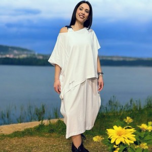 Πόντσο λευκό καλοκαιρινό Βαμβάκι 100% 