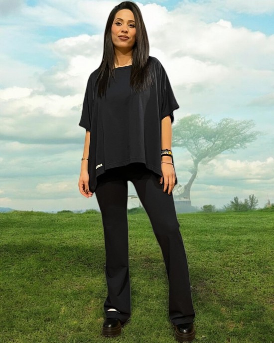 Πόντσο Μαύρο καλοκαιρινό Βαμβάκι 100%