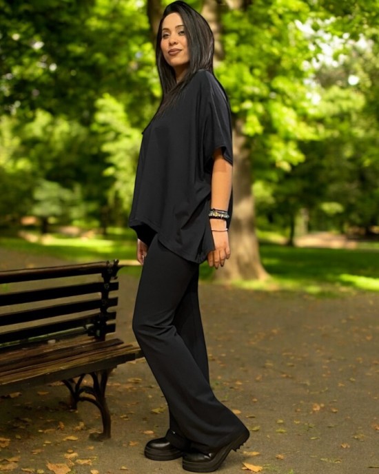 Πόντσο Μαύρο καλοκαιρινό Βαμβάκι 100%