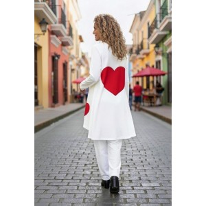 Mπλουζοφόρεμα Ασύμμετρο λευκό ή μαύρο , μήκος 80εκ μπροστινό μέρος και πίσω μέρος 90εκ., με μακρύ μανίκι, Βαμβάκι 95% ελαστάν 5%, με σχέδιο κόκκινη Καρδιά