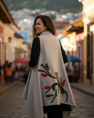 Αμάνικη Ζακέτα σε χρώμα  γκρι ανοιχτό .Άνετο ζεστό, Φούτερ με χνούδι,  Βαμβάκι95% ελαστάν 5%, πλαϊνές τσέπες, σχέδιο Φθινοπωρινό Τοπίο