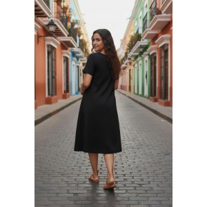 Φόρεμα mini, μήκος από τον ώμο 90εκ., στρόγγυλη λαιμόκοψη, άνετο και δροσερό βαμβάκι 100%, κοντό μανίκι, με σχέδιο την μαργαρίτα 