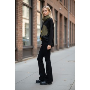 Μπλούζα , Βαμβάκι 95% ελαστάν 5%, μακρύ μανίκι, , μήκος από ώμο 65εκ., με λαιμό σε χρώμα κυπαρισσί, χειροποίητη δημιουργία με αγάπη, Σχέδιο Φθινόπωρο 