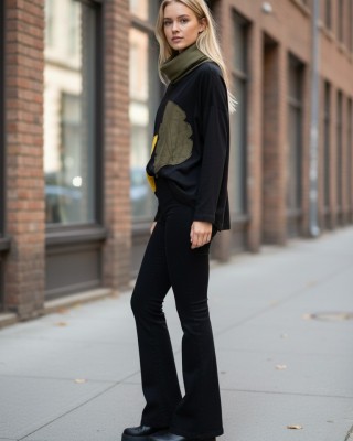 Μπλούζα , Βαμβάκι 95% ελαστάν 5%, μακρύ μανίκι, , μήκος από ώμο 65εκ., με λαιμό σε χρώμα κυπαρισσί, χειροποίητη δημιουργία με αγάπη, Σχέδιο Φθινόπωρο 