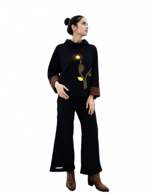 Μπλούζα με μακρύ άνετο ρεγκλάν Μανίκι με ντραπέ λαιμό Χειροποίητη με αγάπη "Χειμερινά Χαμόγελα "