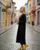 Φόρεμα μακρύ, βαμβακερό 95% Ελαστάν 5% με Μακρύ Μανίκι,  V λαιμόκοψη μήκος 125εκ. από ώμο  φύλλα