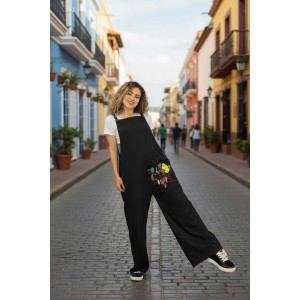 Σαλοπέτα λευκή ή μαύρη , ζωγραφισμένη στο χέρι με ανεξίτηλα χρώματα, ίσια χαλαρή γραμμή,  κορδονάκια στο επάνω μέρος, για κάθε εποχή, σύνθεση υφάσματος Βαμβάκι 100% με σχέδιο Πινελιές 