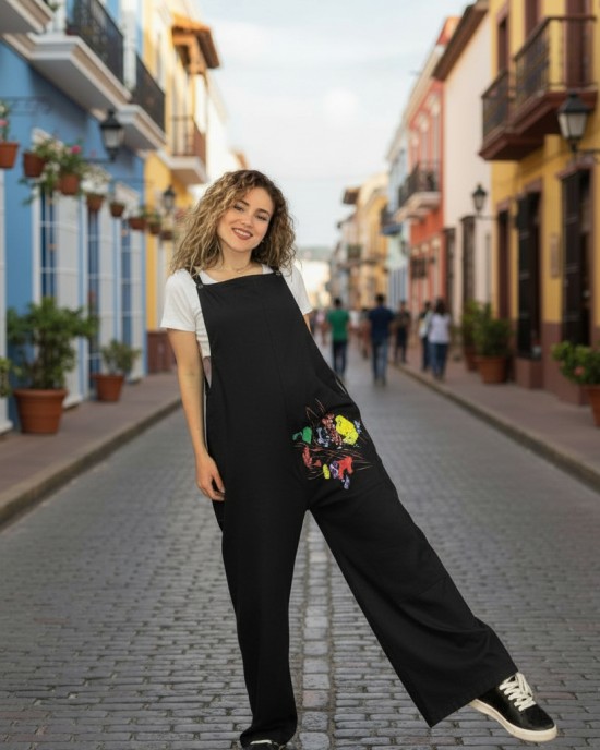 Σαλοπέτα λευκή ή μαύρη , ζωγραφισμένη στο χέρι με ανεξίτηλα χρώματα, ίσια χαλαρή γραμμή,  κορδονάκια στο επάνω μέρος, για κάθε εποχή, σύνθεση υφάσματος Βαμβάκι 100% με σχέδιο Πινελιές 