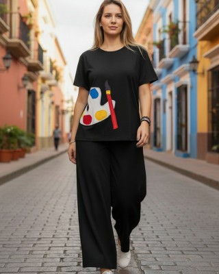 Καλοκαιρινή  Μπλούζα με κοντό μανίκι,, μήκος από ώμο 65εκ., με λαιμόκοψη χαμόγελο, υπέροχο άνετο βαμβάκι 100% στυλ με σχέδιο παλέτα χρωμάτων 