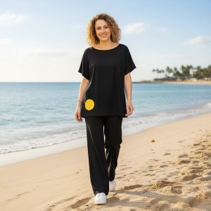 Mπλούζα  με κοντό μανίκι, ύφασμα μπλούζας βαμβάκι 100%, μήκος από ώμο 65εκ., άνοιγμα στην πλάτη και με σχέδιο   Φοίνικα 