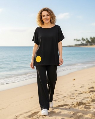 Mπλούζα  με κοντό μανίκι, ύφασμα μπλούζας βαμβάκι 100%, μήκος από ώμο 65εκ., άνοιγμα στην πλάτη και με σχέδιο   Φοίνικα 