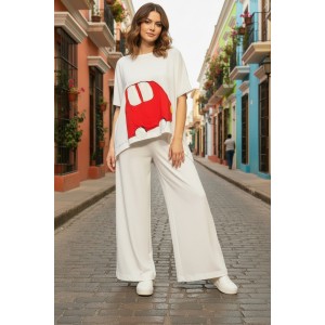 Καλοκαιρινή  Μπλούζα σε στυλ Πόντσο, μήκος από ώμο 65εκ., με λαιμόκοψη χαμόγελο, υπέροχο άνετο, βαμβάκι 100% στυλ Αγαπημένο Αυτοκινητάκι 