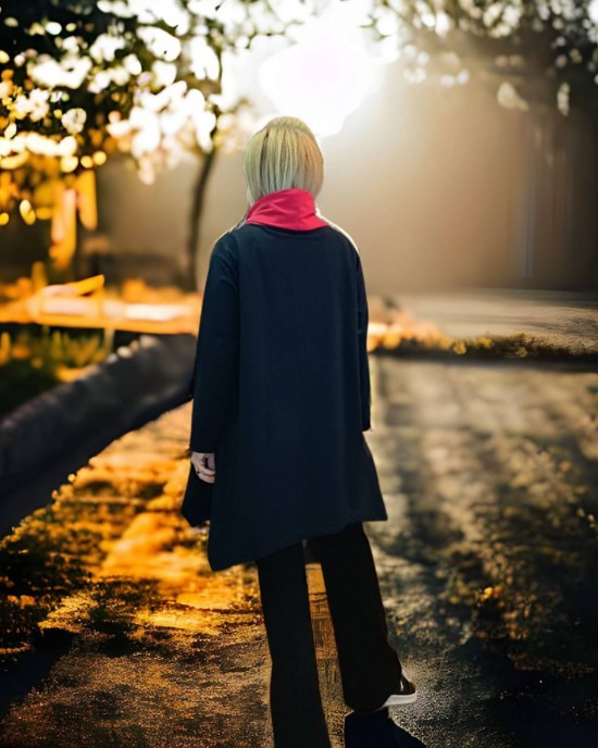 Μπλουζοφόρεμα μαύρο, με  λαιμό, βαμβάκι 95% ελασταν 5%,  μικρά πλαϊνά ανοίγματα στο τελείωμα, με σχέδιο   Καλή Τύχη