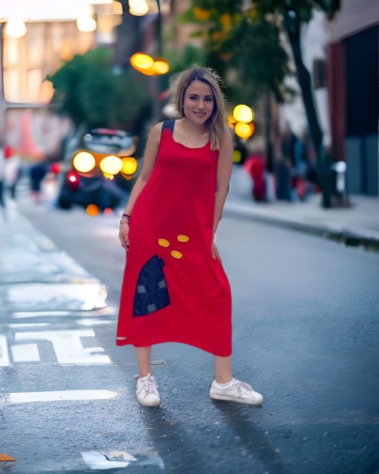 Φόρεμα Μίντι με τζιν τιράντες At Home