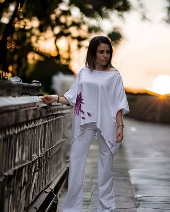 Πόντσο Ζωγραφική στο χέρι fuchsia