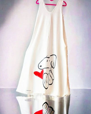 Φόρεμα Mακρύ   Snoopy λατρεμένος  V λαιμόκοψη