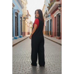 Σαλοπέτα  μαύρη,  ίσια χαλαρή γραμμή, δένει με κορδονάκια στο επάνω μέρος, για κάθε εποχή, σύνθεση υφάσματος Βαμβάκι 100%, με σχέδιο κόκκινες καρδιές 