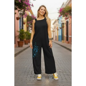 Σαλοπέτα κίτρινη ή μαύρη , ζωγραφισμένη στο χέρι με ανεξίτηλα χρώματα, ίσια χαλαρή γραμμή, δένει με κορδονάκια στο επάνω μέρος, για κάθε εποχή, σύνθεση υφάσματος Βαμβάκι 100% με σχέδιο Πινελιές 