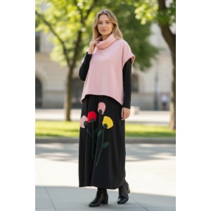 Πόντσο ροζ ύφασμα φούτερ με χνούδι, σύνθεση βαμβάκι100% , με τσέπη και λαιμό, άνετο και ζεστό