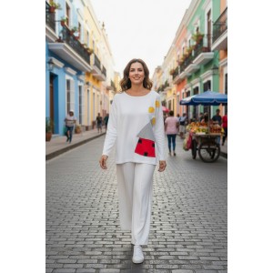 Mπλούζα Λευκή ή  Μαύρη με λαιμόκοψη χαμόγελο , ύφασμα μπλούζας βαμβάκι 95% ελαστάν 5%, μήκος 65εκ με σχέδιο το κόκκινο σπιτάκι 