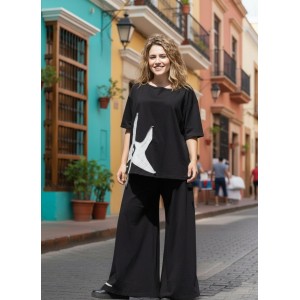 Mπλούζα  με κοντό μανίκι, χαμόγελο λαιμόκοψη, ύφασμα μπλούζας βαμβάκι 100%, μήκος από ώμο 65εκ., με σχέδιο Υπέροχος Αστερίας  