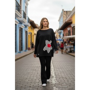 Μπλούζα με μακρύ μανίκι, Βαμβάκι 95% ελαστάν 5%, μήκος από ώμο 65εκ., χειροποίητη δημιουργία με αγάπη, με σχέδιο  Λουλούδι Ριγέ