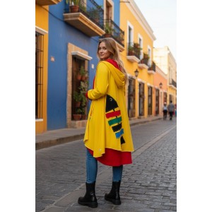 Ασύμμετρο καλοκαιρινό Πανωφόρι Midi, σε λευκό ή μαύρο χρώμα, σε στυλ κάπας με μανίκι, Άνετο δροσερό, Βαμβάκι 100% με πλαϊνές τσέπες, ΧΩΡΙΣ φερμουάρ, σχέδιο Ψαροκόκαλο