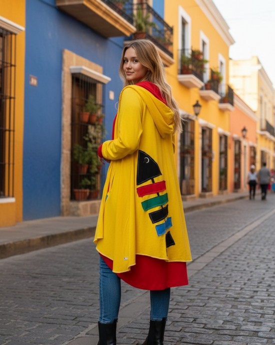 Ασύμμετρο καλοκαιρινό Πανωφόρι Midi, σε λευκό ή μαύρο χρώμα, σε στυλ κάπας με μανίκι, Άνετο δροσερό, Βαμβάκι 100% με πλαϊνές τσέπες, ΧΩΡΙΣ φερμουάρ, σχέδιο Ψαροκόκαλο