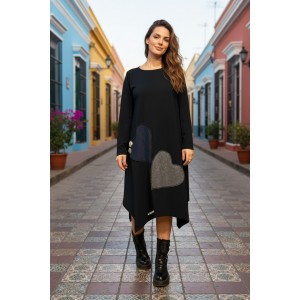 Φόρεμα midi, με μικρά πλαϊνά  ανοίγματα στο τελείωμα, με στρόγγυλη  λαιμόκοψη, με μακρύ μανίκι, μήκος 115εκ, Βαμβάκι 95% με ελασταν 5%"Τo Dream"