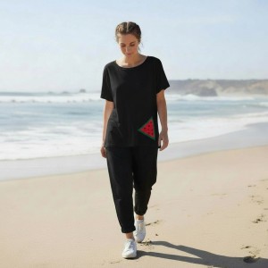 Mπλούζα  με κοντό μανίκι, χαμόγελο λαιμόκοψη, ύφασμα μπλούζας βαμβάκι 100%, μήκος από ώμο 65εκ., άνοιγμα στην πλάτη με σχέδιο καρπούζι 