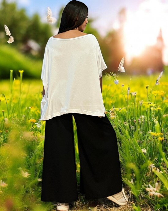 Καλοκαιρινή Μπλούζα σε στυλ Πόντσο Με υπέροχο στυλ Summer Red Daisy βαμβάκι 100% 